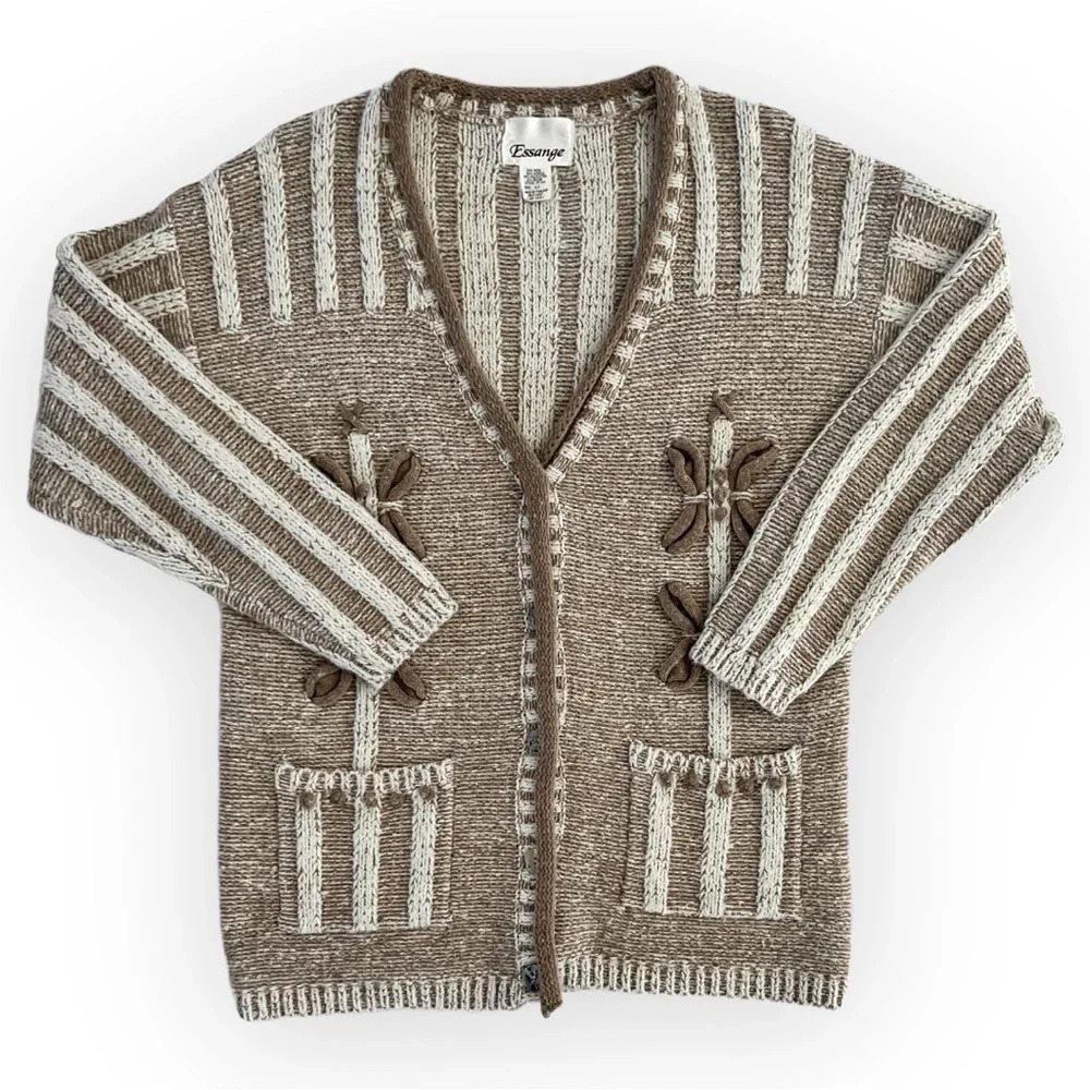 VINTAGE Oversized Earth Toned Knit Cardigan